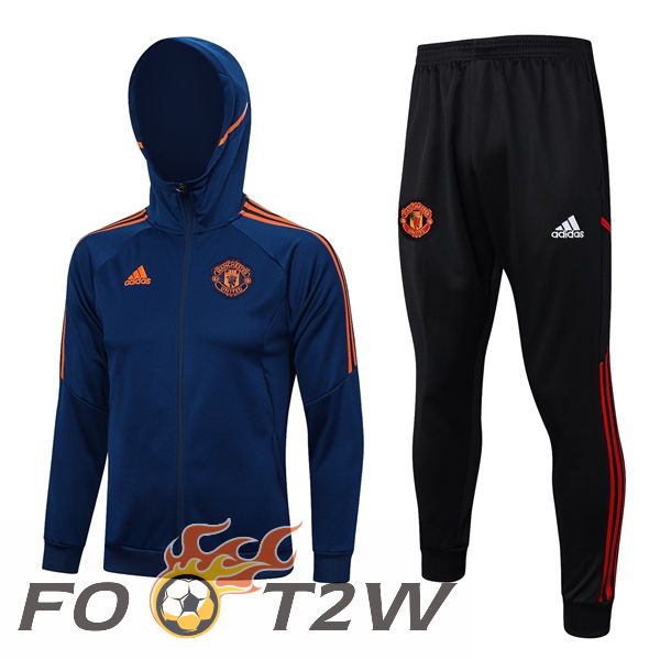 Ensemble Survetement Veste A Capuche Manchester United Bleu 2023/2024