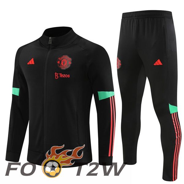 Ensemble Veste Survetement De Foot Manchester United Noir 2023/2024