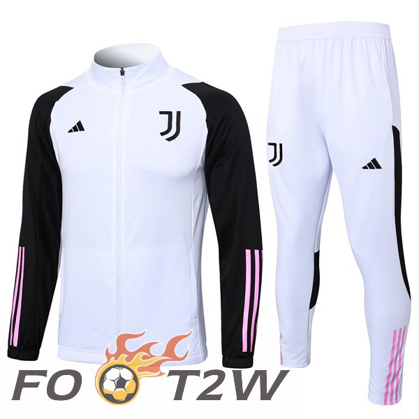 Ensemble Veste Survetement De Foot Juventus Blanc Noir 2023/2024