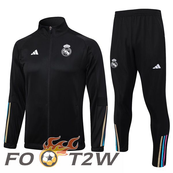 Ensemble Veste Survetement De Foot Real Madrid Noir 2023/2024