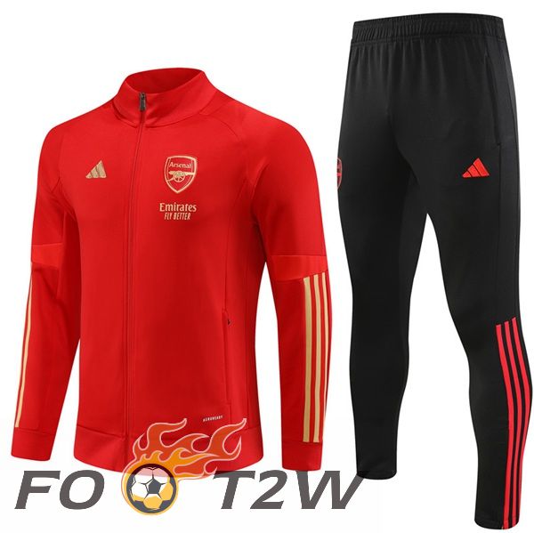 Ensemble Veste Survetement De Foot Arsenal Rouge 2023/2024