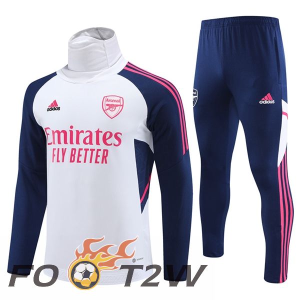 Ensemble Survetement De Foot Arsenal Col Haut Blanc 2023/2024