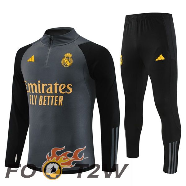 Ensemble Survetement De Foot Real Madrid Gris 2023/2024