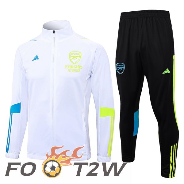 Ensemble Veste Survetement De Foot Arsenal Blanc 2023/2024