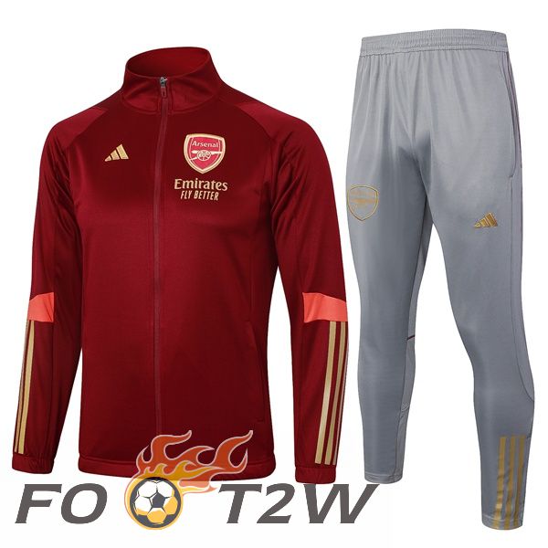 Ensemble Veste Survetement De Foot Arsenal Rouge 2023/2024