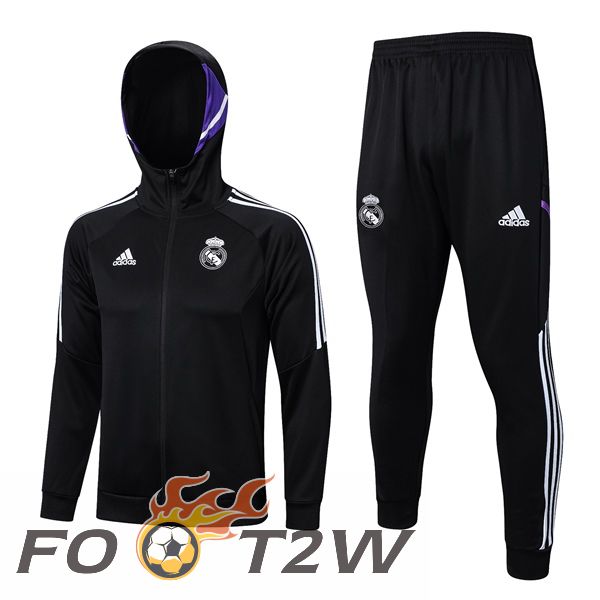 Ensemble Survetement Veste A Capuche Real Madrid Noir 2023/2024