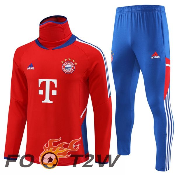 Ensemble Survetement de Foot Bayern Munich Col Haut Rouge 2023/2024