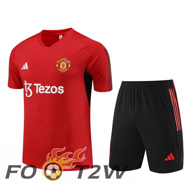 Ensemble Training T-Shirts Manchester United + Shorts Rouge 2023/2024