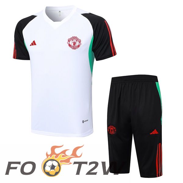 Ensemble Training T-Shirts Manchester United + Shorts Blanc 2023/2024