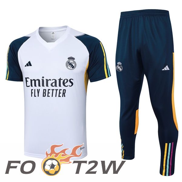 Ensemble Training T-Shirts Real Madrid + Pantalons Blanc 2023/2024