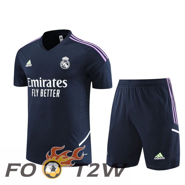 Training T-Shirts Real Madrid + Shorts Bleu Royal 2023/2024