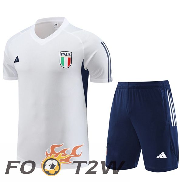 Ensemble Training T-Shirts Italie + Shorts Blanc 2023/2024