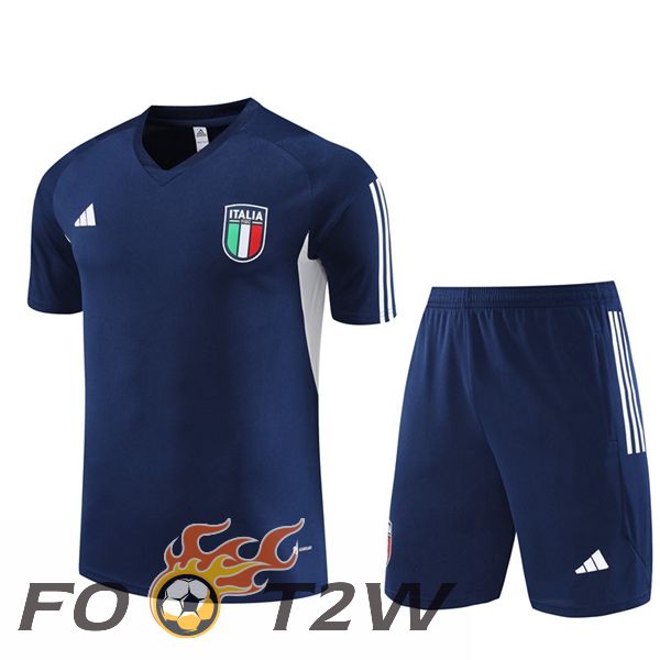 Ensemble Training T-Shirts Italie + Shorts Bleu Royal 2023/2024