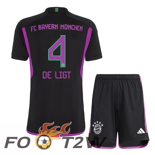 Maillot De Foot Bayern Munich (de Ligt 4) Enfant Exterieur Noir 2023/2024