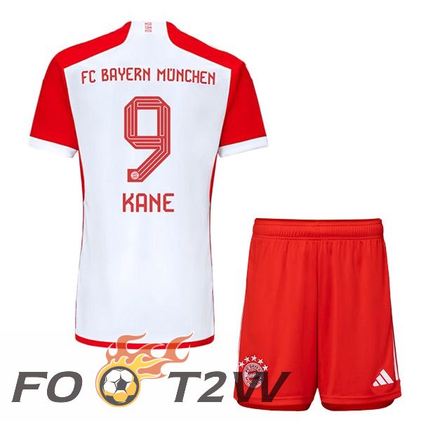 Maillot De Foot Bayern Munich (Kane 9) Enfant Domicile Blanc Rouge 2023/2024