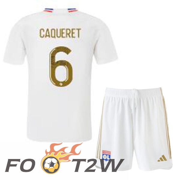 Maillot De Foot Lyon OL (CAQUERET 6) Enfant Domicile Blanc 2023/2024