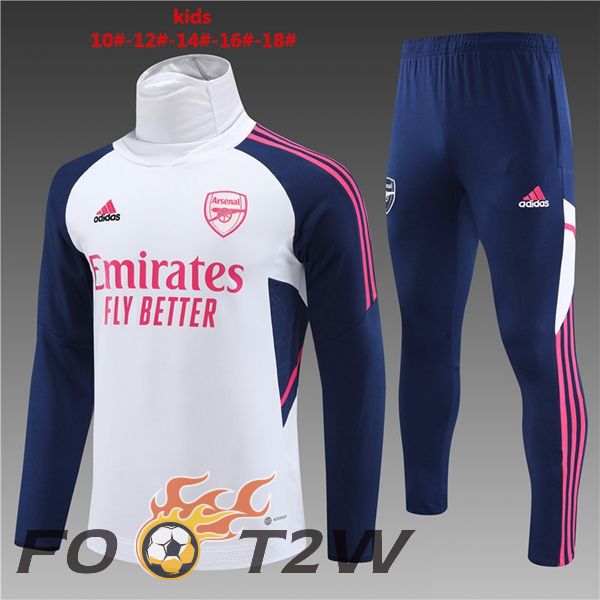 Ensemble Survetement De Foot Arsenal Col Haut Enfant Blanc 2023/2024