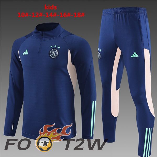 Ensemble Survetement De Foot AFC Ajax Enfant Bleu Royal 2023/2024