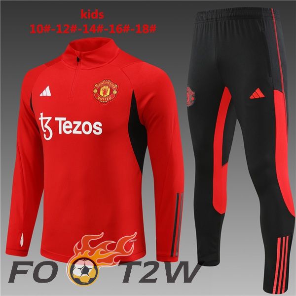 Ensemble Survetement De Foot Manchester United Enfant Rouge 2023/2024