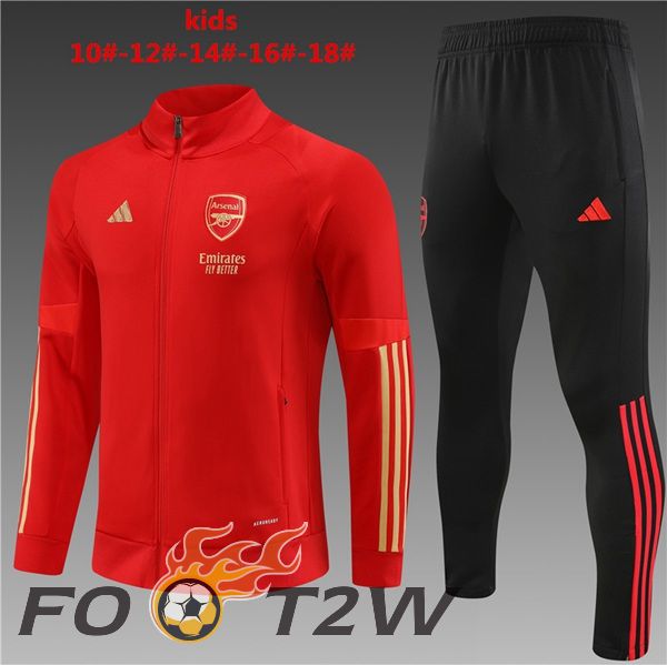 Ensemble Veste Survetement De Foot Arsenal Enfant Rouge 2023/2024