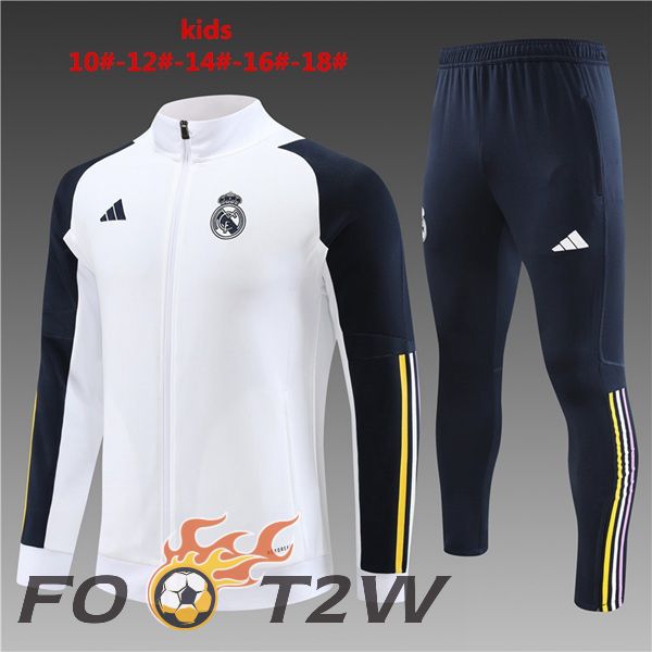 Ensemble Veste Survetement De Foot Real Madrid Enfant Blanc 2023/2024