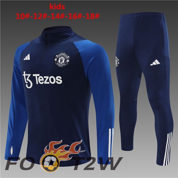 Ensemble Survetement De Foot Manchester United Enfant Bleu Royal 2023/2024