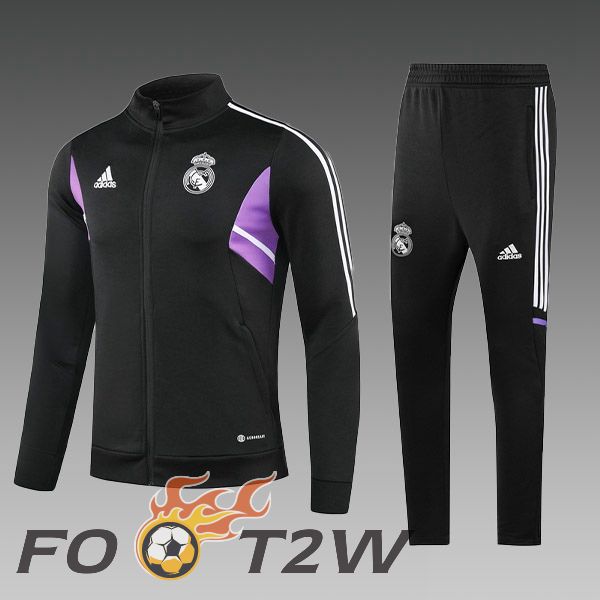 Ensemble Veste Survetement De Foot Real Madrid Enfant Noir 2023/2024