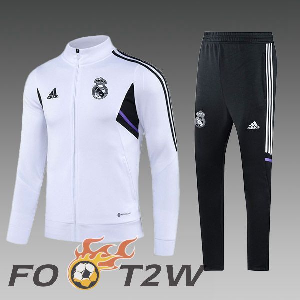 Ensemble Veste Survetement De Foot Real Madrid Enfant Blanc 2023/2024