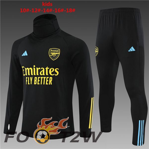 Ensemble Survetement De Foot Arsenal Col Haut Enfant Noir 2023/2024