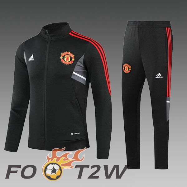 Ensemble Veste Survetement De Foot Manchester United Enfant Noir 2023/2024