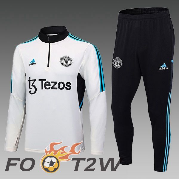 Ensemble Survetement De Foot Manchester United Enfant Blanc 2023/2024