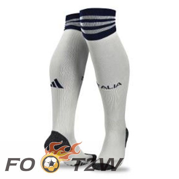 Chaussettes De Foot Italie Exterieur Blanc 2023/2024