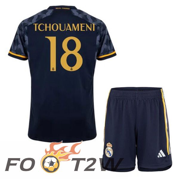 Maillot De Foot Real Madrid (Tchouameni 18) Enfant Exterieur Bleu Royal 2023/2024