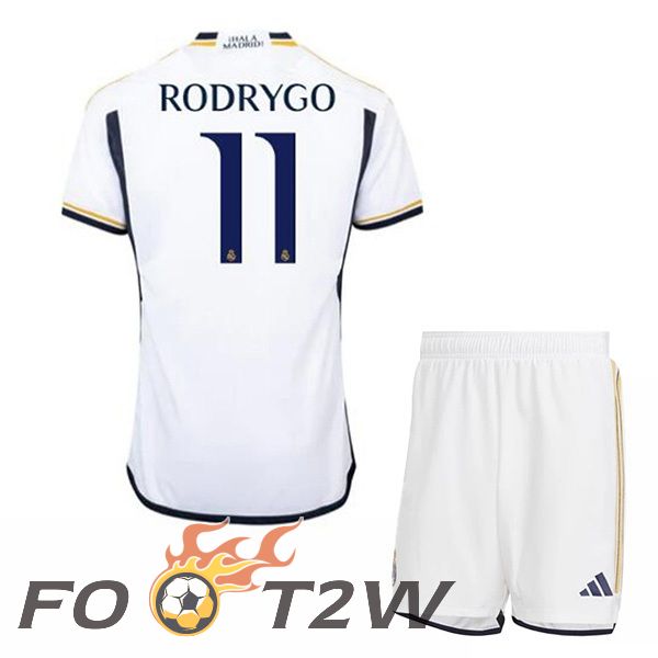 Maillot De Foot Real Madrid (Rodrygo 11) Enfant Domicile Blanc 2023/2024