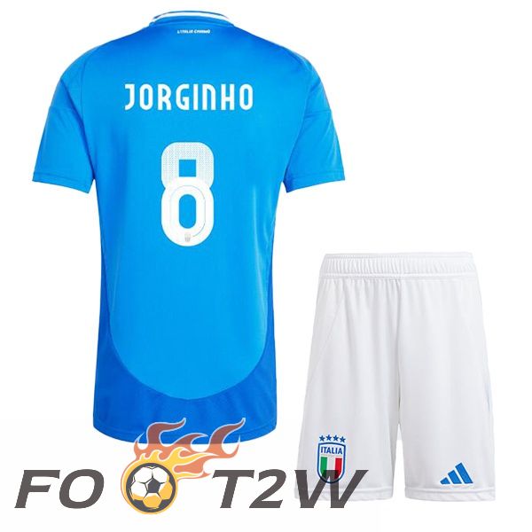 Maillot Equipe De Italie (JORGINHO 8) Enfant Domicile Bleu UEFA Euro 2024