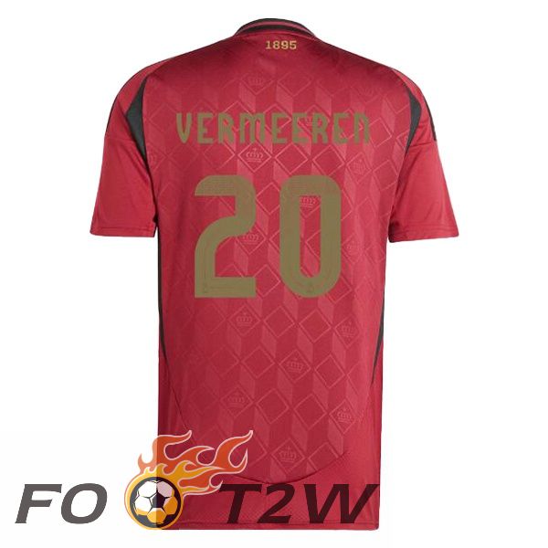 Maillot Equipe De Belgique (VERMEEREN 20) Domicile Rouge UEFA Euro 2024