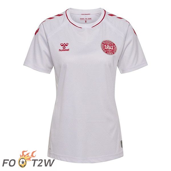 Maillot Foot Equipe de Danemark Femme Exterieur Blanc Euro Féminin 2022