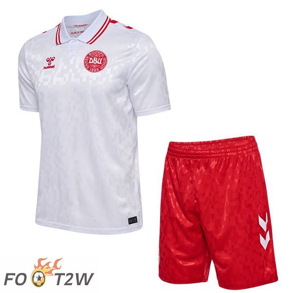 Maillot Equipe De Danemark Enfant Exterieur Blanc UEFA Euro 2024