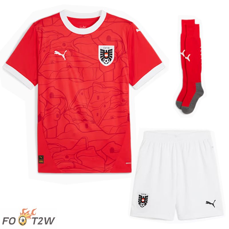 Ensemble Maillot Foot Autriche Domicile (Shorts + Chaussettes) 2024/2025