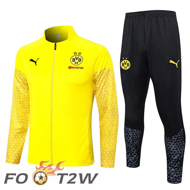 Ensemble Veste Survetement De Foot Dortmund Jaune 2023/2024