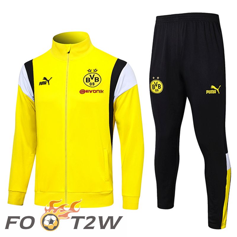 Ensemble Veste Survetement De Foot Dortmund Jaune 2023/2024