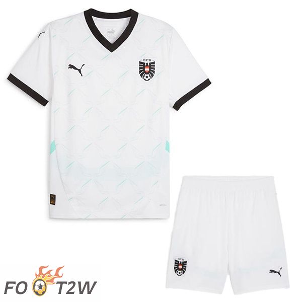 Maillot Equipe De Autriche Enfant Exterieur Blanc 2024/2025