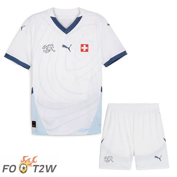 Maillot Equipe De Suisse Enfant Exterieur Blanc 2024/2025