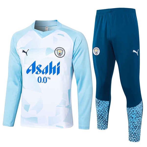 Ensemble Survetement De Foot Manchester City Blanc Bleu 2024/2025