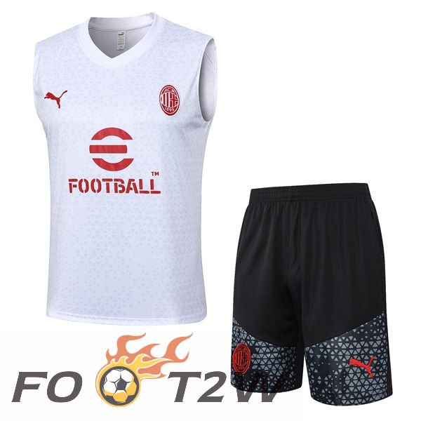 Training Debardeur AC Milan + Shorts Blanc 2024/2025