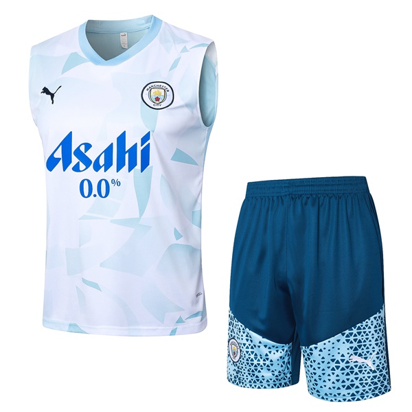 Gilet De Foot Manchester City + Shorts Bleu Blanc 2024/2025