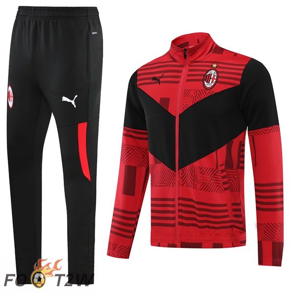 Ensemble Survetement de Foot - Veste Milan AC Rouge Noir 2022/2023