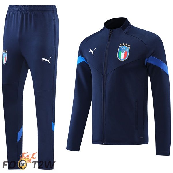 Ensemble Veste Survetement de Foot Italie Bleu Royal 22/23