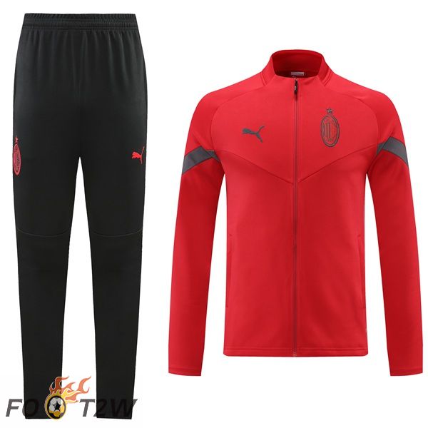 Ensemble Veste Survetement de Foot AC Milan Rouge 2022/2023