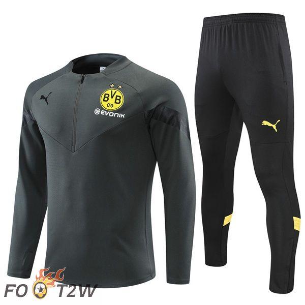 Ensemble Survetement de Foot Dortmund BVB Gris 2022/2023